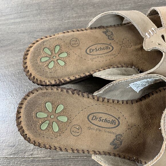 Dr. Scholls Marti Women's Wedge Sandals Sz 7.5 Leather Slide Heels Open Toes - Picture 7 of 10